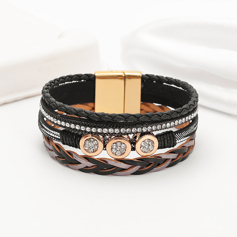 Wholesale PU leather woven bracelet,  Bohemian style bracelet